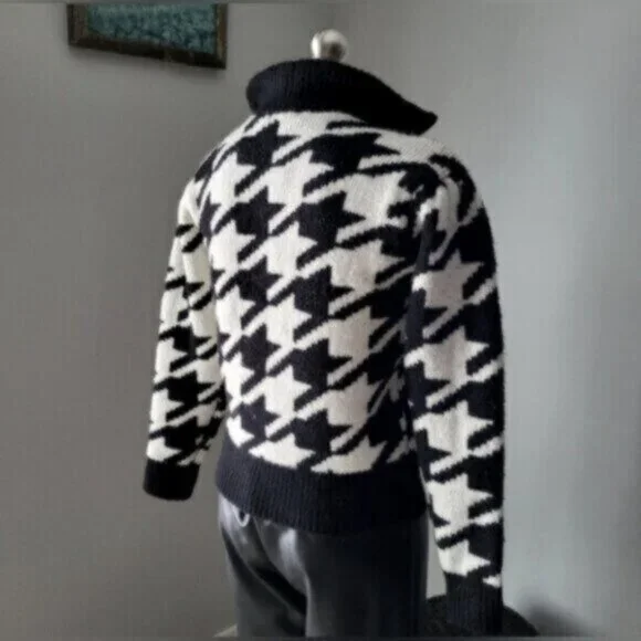 DEX Houndstooth Cropped Mock Neck Sweater NWT Sz XL - Picture 9 of 14